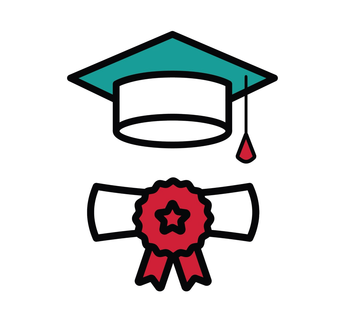 Cap and rolled degree icon