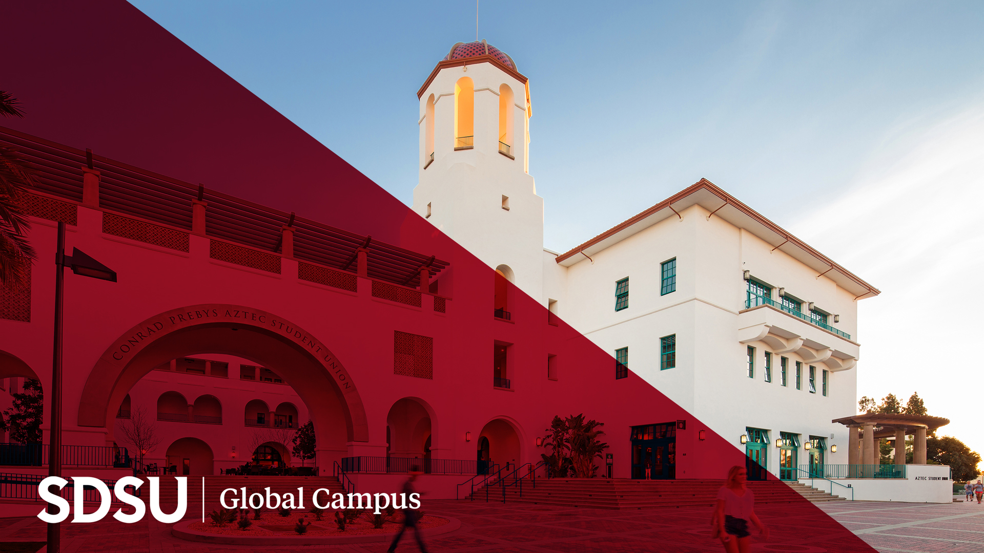 Zoom background with SDSU Global Campus branding