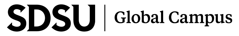 SDSU Global Campus Primary Horizontal Logo in all black.