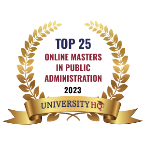 Top 25 Online Masters in Public Administration Badge